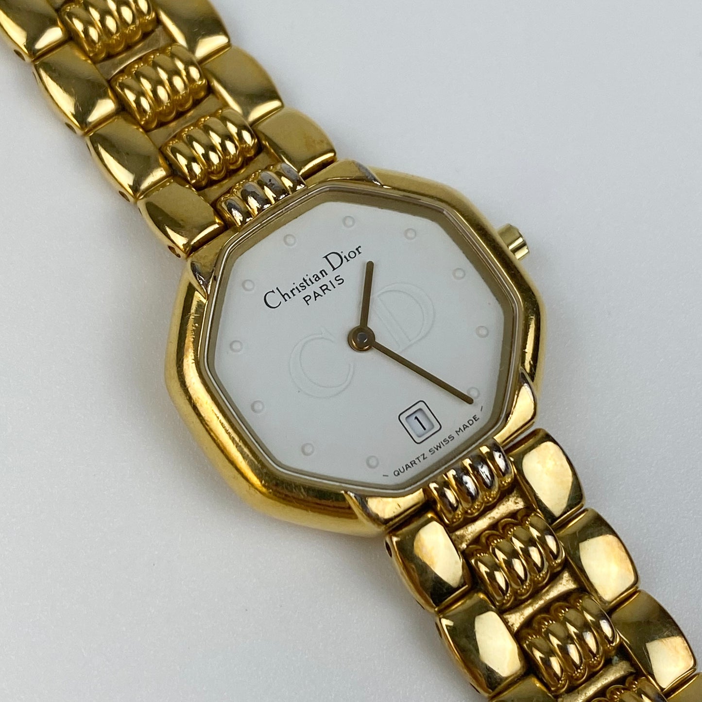 Dior Gold Watch Octagon | Original Box and Papers