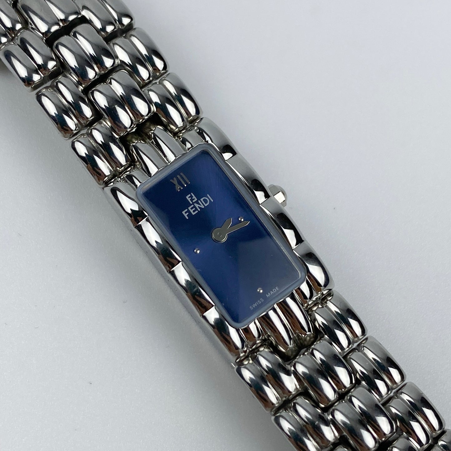 Fendi Silver Watch Blue Dial | Original Box and Papers